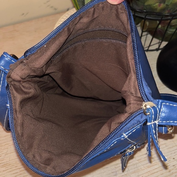 Crossbody Purse Messenger Blue Faux Leather Bag - Picture 8 of 16